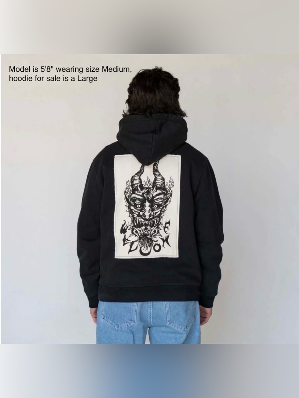 Welcome skateboards devil patch black hoodie, Large NWT